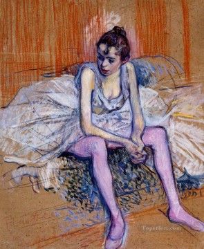  ROSAS Pintura - Bailarina sentada en medias rosas 1890 Toulouse Lautrec Henri de